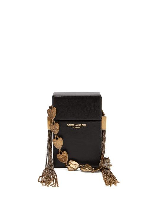 Matchesfashion.com Saint Laurent - Smoking Box Minaudire Leather Cross Body Bag - Womens - Black