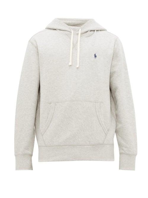 Matchesfashion.com Polo Ralph Lauren - Logo Embroidered Cotton Blend Hooded Sweatshirt - Mens - Grey