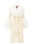 Matchesfashion.com Franoise - Shearling-trim Faux-leather Coat - Womens - Pale Yellow