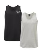 More Joy By Christopher Kane - Pack Of Two More Joy-embroidered Cotton Vests - Mens - Black Grey