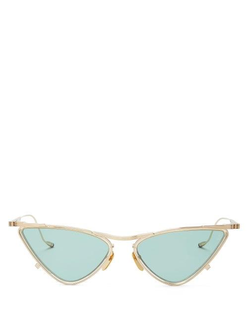 Matchesfashion.com Jacques Marie Mage - Niki Cat-eye Titanium Sunglasses - Womens - Blue