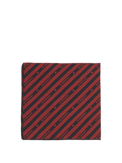Matchesfashion.com Givenchy - Chain-jacquard Silk-faille Pocket Square - Mens - Black Red
