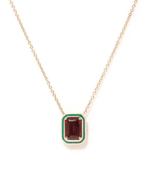 Selim Mouzannar - Mina Rhodolite & 18kt Rose-gold Necklace - Womens - Pink Multi