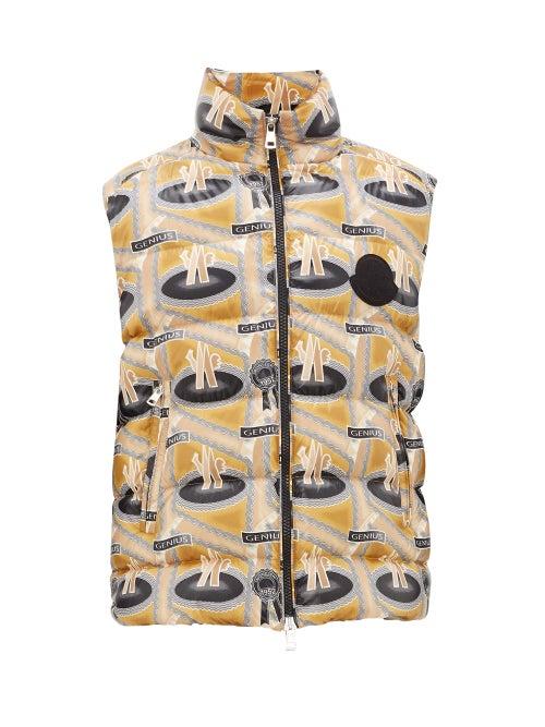 Matchesfashion.com 2 Moncler 1952 - Monogram-print Down-filled Gilet - Mens - Brown Multi