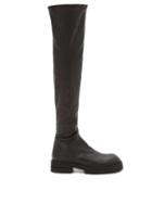 Matchesfashion.com Ann Demeulemeester - Over-the-knee Trek-sole Stretch-leather Boots - Womens - Black