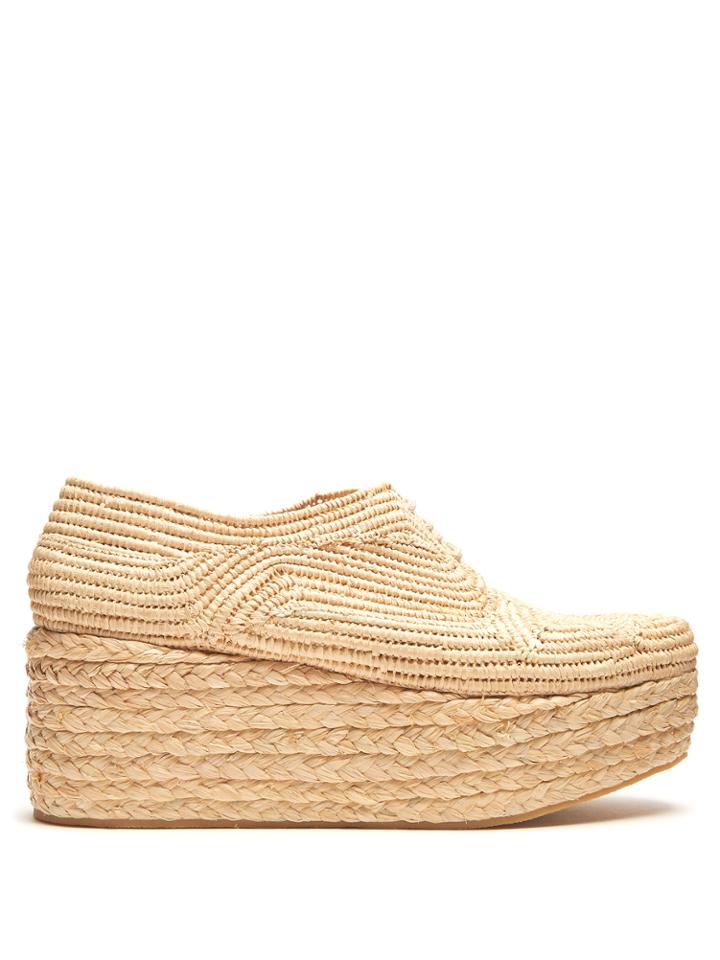 Robert Clergerie Pinto Raffia Flatform Wedges