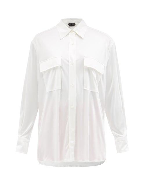 Tom Ford - Patch-pocket Liquid-jersey Shirt - Womens - White