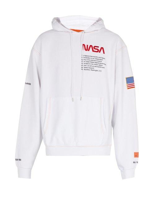 Matchesfashion.com Heron Preston - Embroidered Cotton Hooded Sweatshirt - Mens - White