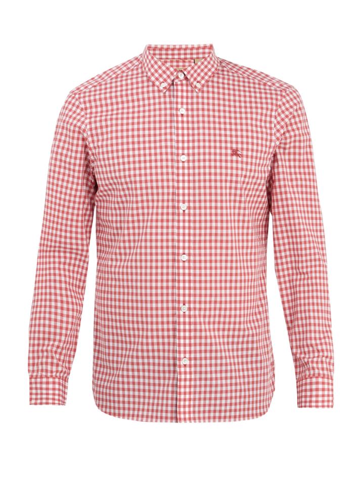 Burberry Button-down Collar Gingham Cotton Shirt