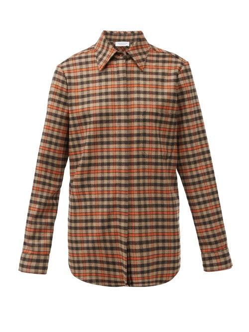 Matchesfashion.com Gabriela Hearst - Marcello Checked Cashmere Shirt - Womens - Orange Multi
