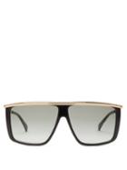 Matchesfashion.com Givenchy - Metallic Topbar Square Acetate Sunglasses - Womens - Black