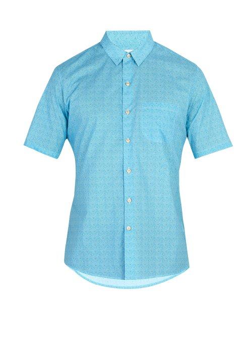 Matchesfashion.com Thorsun - Printed Cotton Shirt - Mens - Blue