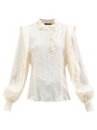 Isabel Marant - Chandra Ruffled Crinkled-silk Blouse - Womens - Ivory