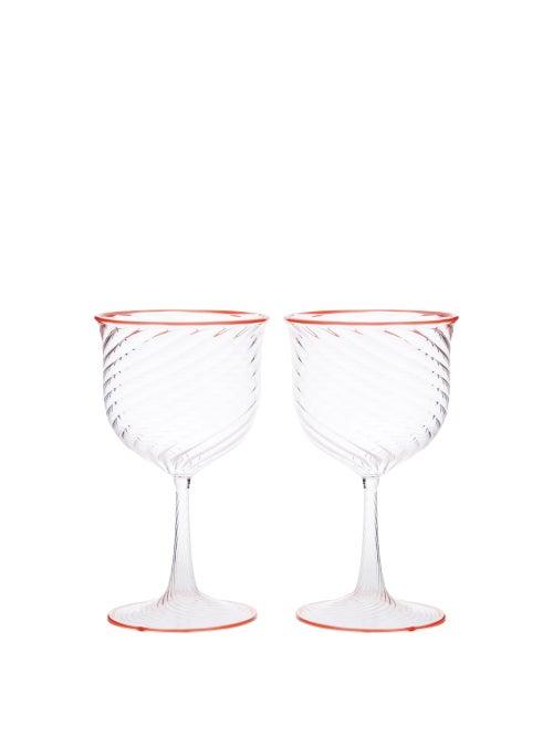Matchesfashion.com Campbell-rey - X Laguna B Set Of Two Cosima Wine Glasses - Orange Multi