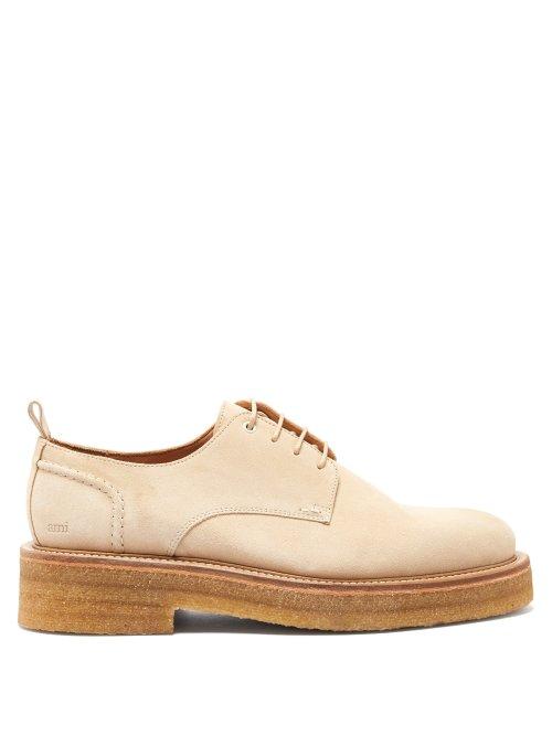 Matchesfashion.com Ami - Raised Sole Suede Derby Shoes - Mens - Beige