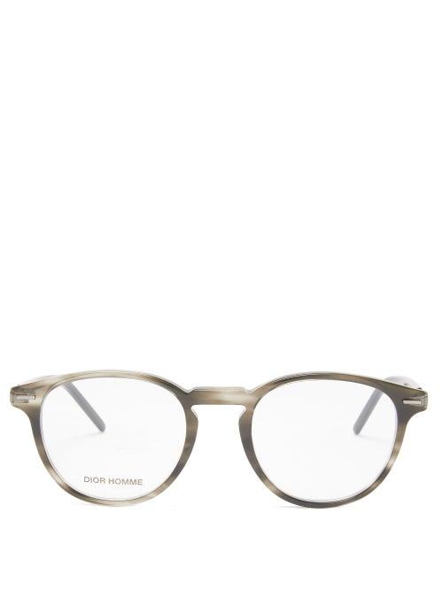 Matchesfashion.com Dior Homme Sunglasses - Technicity Round Acetate Glasses - Mens - Grey
