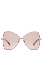 Matchesfashion.com Karen Walker Eyewear - Queen Butterfly Frame Metal Sunglasses - Womens - Brown Multi