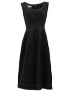 Matchesfashion.com Marni - Topstitched Ramie-blend Crepe Midi Dress - Womens - Black