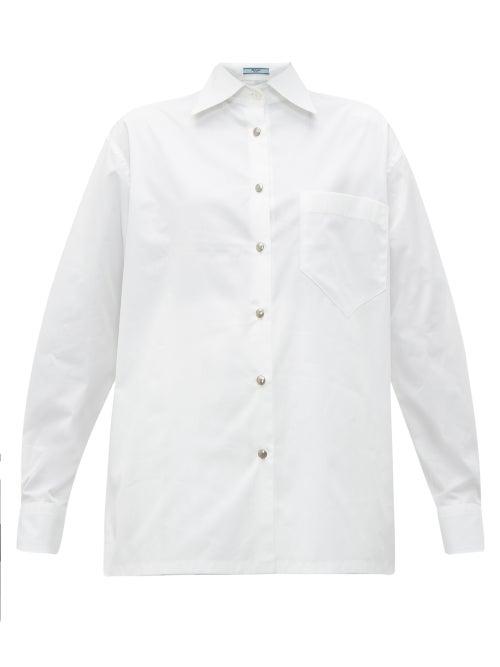 Matchesfashion.com Prada - Patch Pocket Cotton Shirt - Womens - White