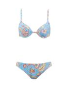 Matchesfashion.com Etro - Floral And Paisley-print Underwired Bikini - Womens - Light Blue