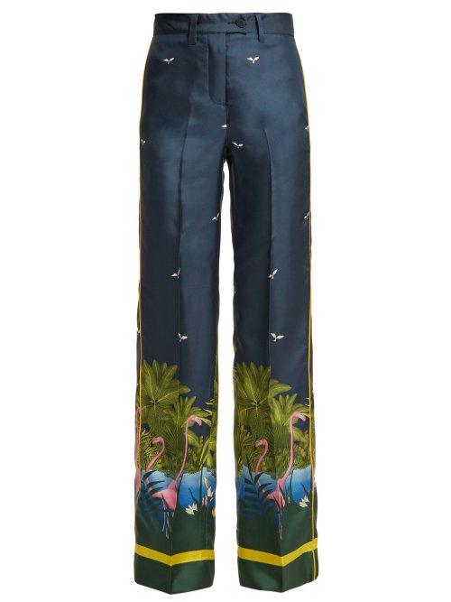 Matchesfashion.com F.r.s - For Restless Sleepers - Zelos Tahitian Night Print Silk Twill Trousers - Womens - Blue Print