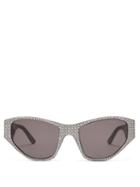 Matchesfashion.com Balenciaga - Crystal-embellished Angular Sunglasses - Womens - Black White