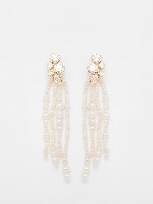 Completedworks - Pearl, Cubic Zirconia & 14kt Gold-vermeil Earrings - Womens - Pearl