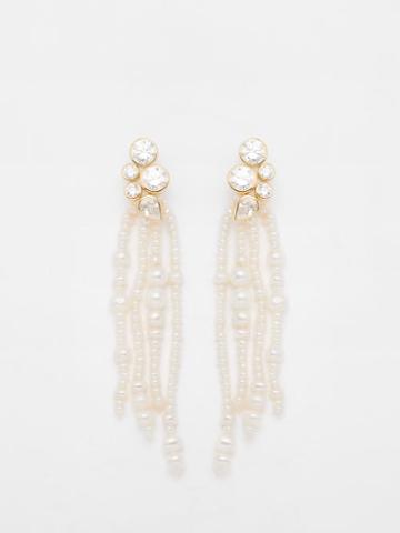 Completedworks - Pearl, Cubic Zirconia & 14kt Gold-vermeil Earrings - Womens - Pearl