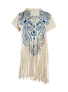Matchesfashion.com Loewe - Fringed Silk Cotton T Shirt - Womens - Blue Print