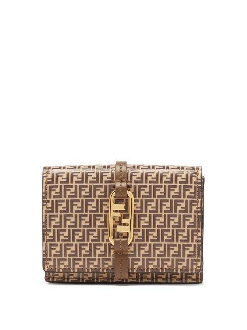 Fendi - Ff-embossed Leather Wallet - Womens - Brown Multi