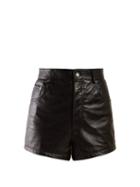 Matchesfashion.com Saint Laurent - High Rise Leather Shorts - Womens - Black