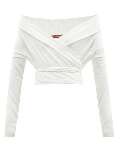 Ladies Rtw Altuzarra - Crawley Off-the-shoulder Wrap Sweater - Womens - Ivory