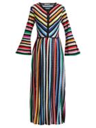Matchesfashion.com Mary Katrantzou - Maya Striped Knitted Midi Dress - Womens - Multi