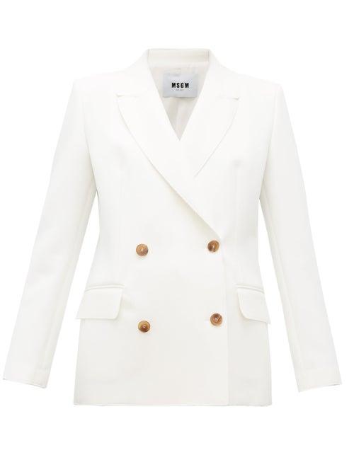 Matchesfashion.com Msgm - Double Breasted Crepe Jacket - Womens - White