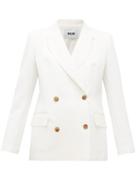 Matchesfashion.com Msgm - Double Breasted Crepe Jacket - Womens - White