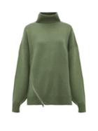 Matchesfashion.com Tibi - Side-zip Cashmere Sweater - Womens - Green