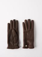 Brunello Cucinelli - Shearling-lined Leather Gloves - Mens - Brown