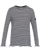 Matchesfashion.com Balmain - Distressed Striped Cotton Sweater - Mens - Black