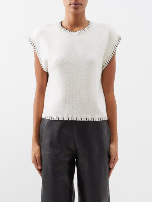 Lisa Yang - Lucia Cropped-sleeve Cashmere Sweater - Womens - Cream