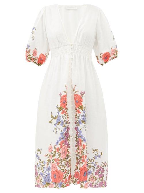 Matchesfashion.com Zimmermann - Poppy Floral-print Canvas Dress - Womens - White Print