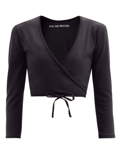 Matchesfashion.com Live The Process - Zen Stretch-jersey Wrap Top - Womens - Black