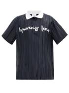 Matchesfashion.com Burberry - Krazy Love-print Pleated-twill Polo Shirt - Mens - Black White