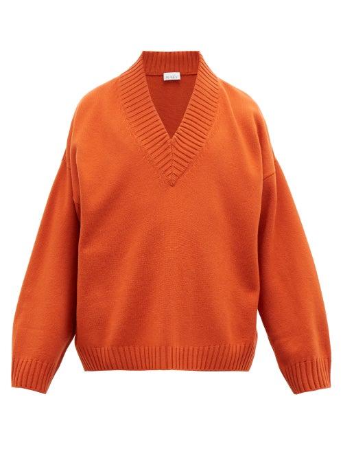 Matchesfashion.com Raey - V Neck Merino Wool Sweater - Mens - Orange