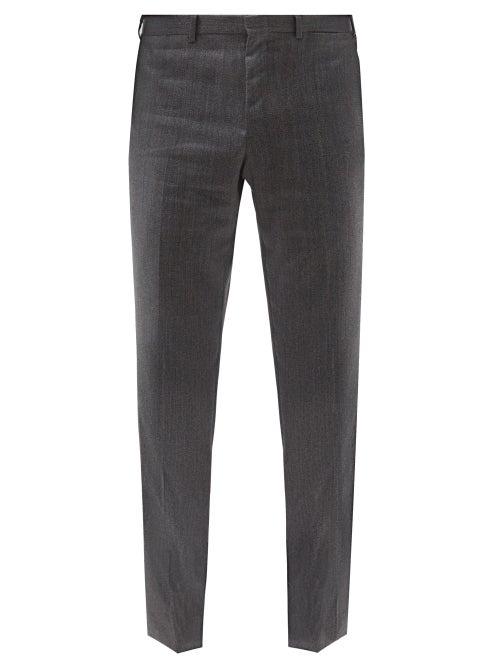 Brioni - Vail Wool Ventiquattro Cavalry-twill Trousers - Mens - Grey