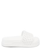 Ladies Shoes Christian Louboutin - Pool Fun Studded Leather Slides - Womens - White