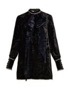 Matchesfashion.com Gucci - Crystal And Bow Embellished Velvet Top - Womens - Black