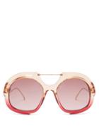 Matchesfashion.com Fendi - Oversized Aviator Sunglasses - Womens - Red Multi