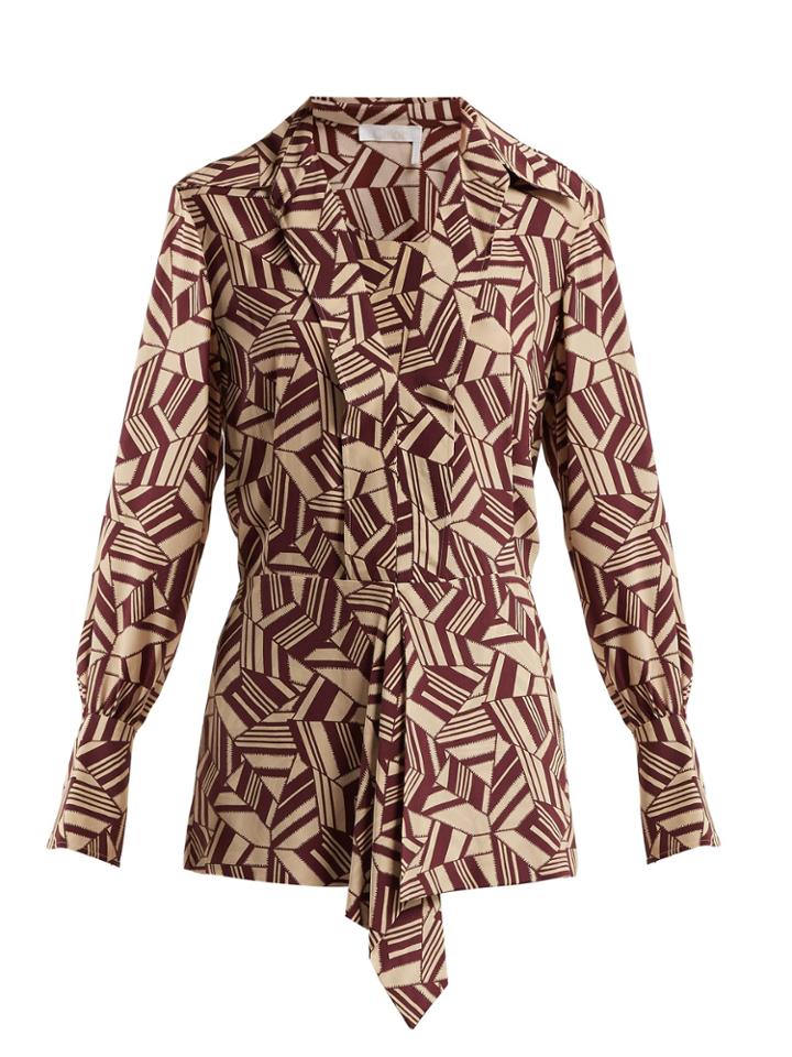 Chloé Geometric-print Silk Blouse