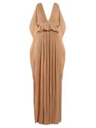 Matchesfashion.com Chlo - Cape Panel Pliss Chiffon Gown - Womens - Light Brown