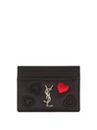 Saint Laurent Heart-embossed Grained-leather Cardholder